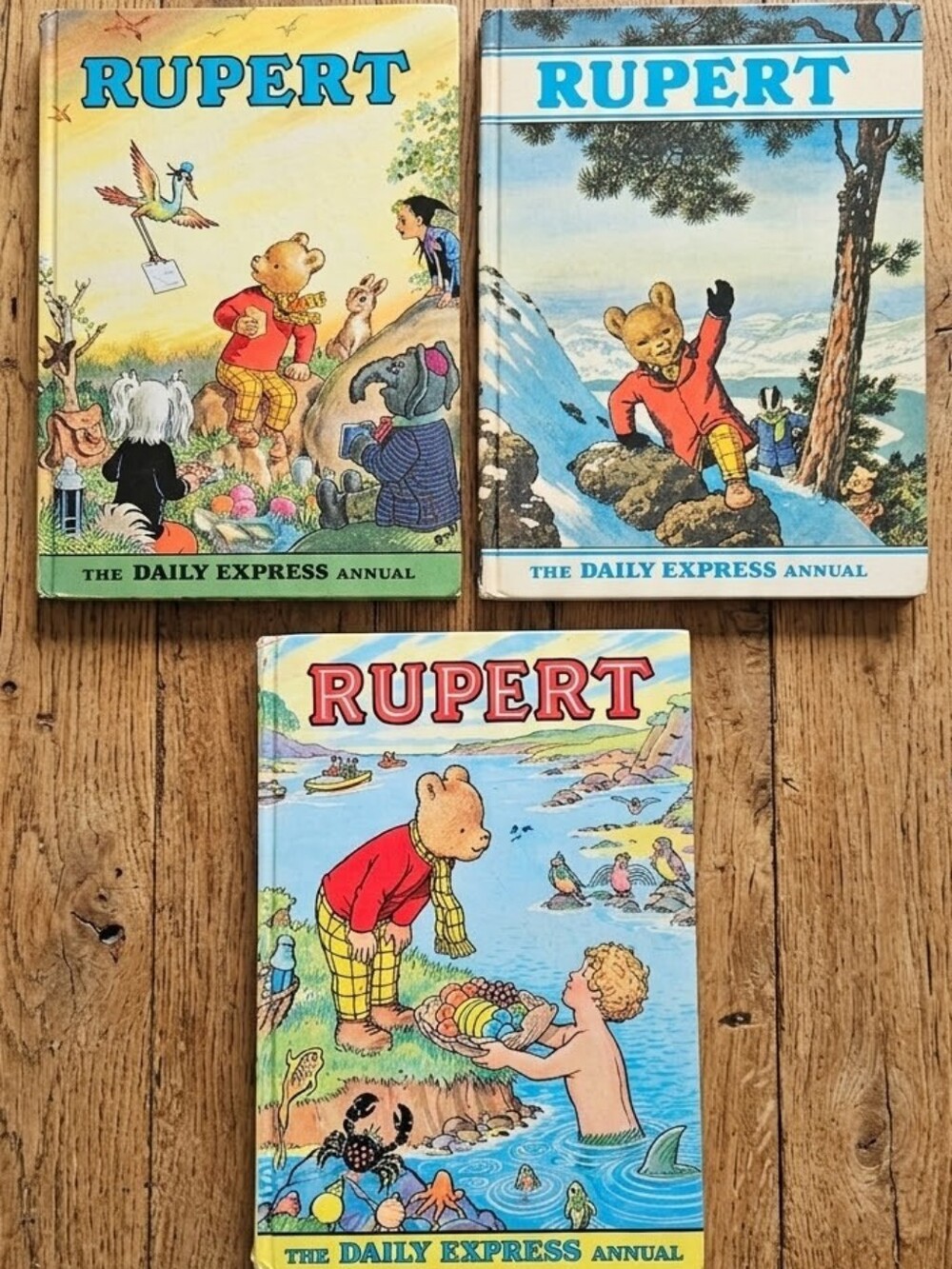 VTG 70's Rupert Bear Hardcover Books Lot Daily Express Annuals 1970 1972 1975